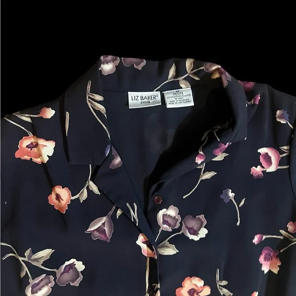 Floral Button Down and Tie Back, Black Dress - Picture 3 of 10